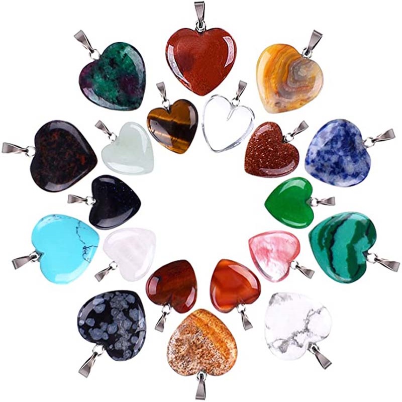 Hạt charm thạch anh hình trái tim làm trang sức thủ công