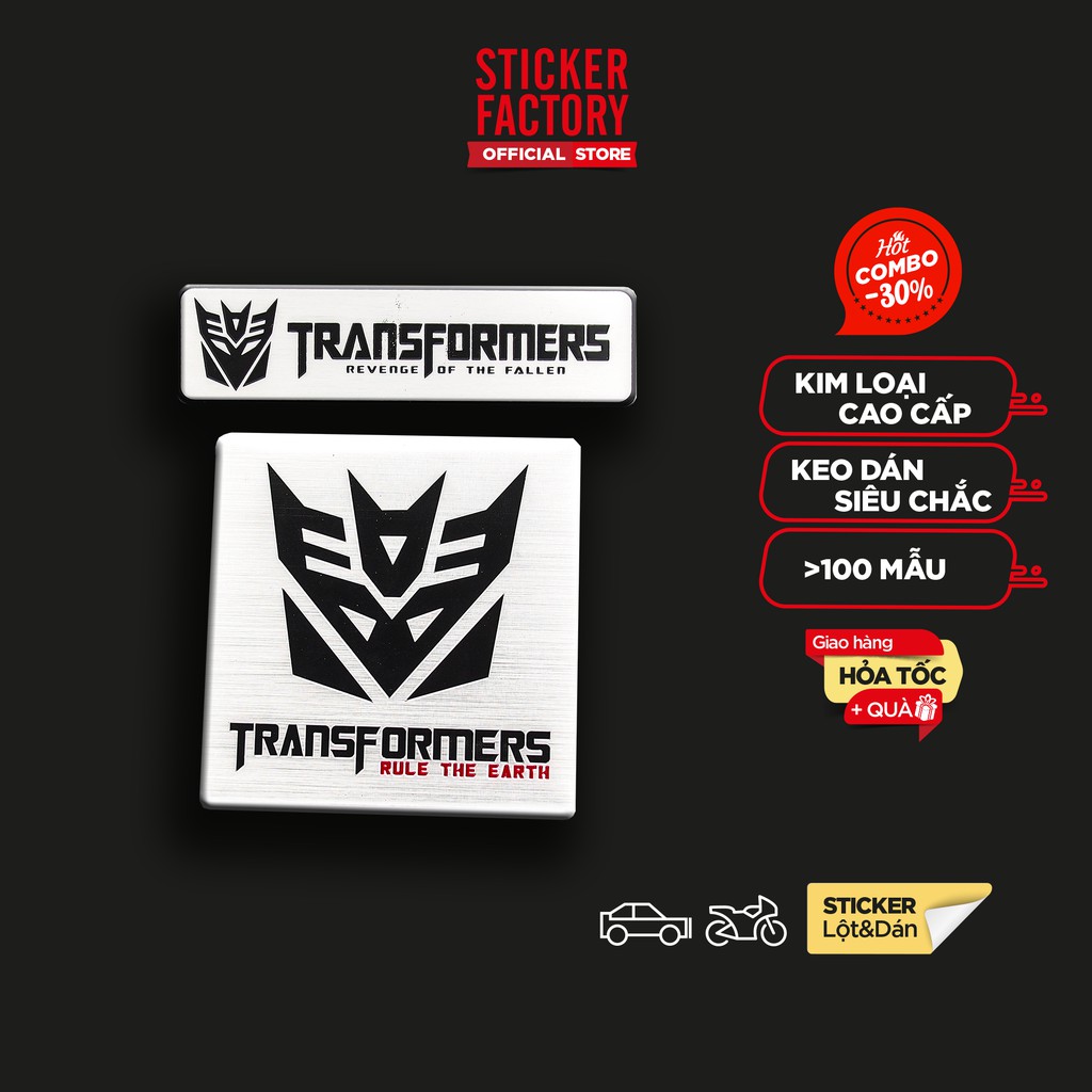 Set 2 Sticker decal metal hình dán kim loại STICKER FACTORY Transformer - RULE The Earth