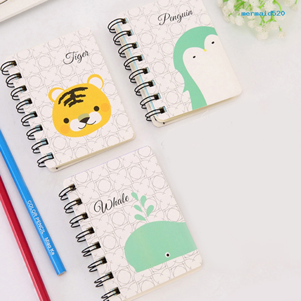 MM 80Sheets Mini Cute Cartoon Animal Spiral Notebook Coil Book Office School Supply