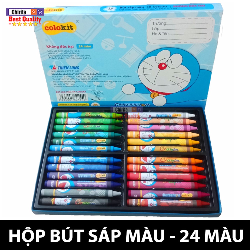 Bộ Bút Sáp Màu Cho Bé - 24 Màu Sắc Tươi Sáng - Nét Vẽ Tô Mịn Và Đều ( ĐRM 24 )