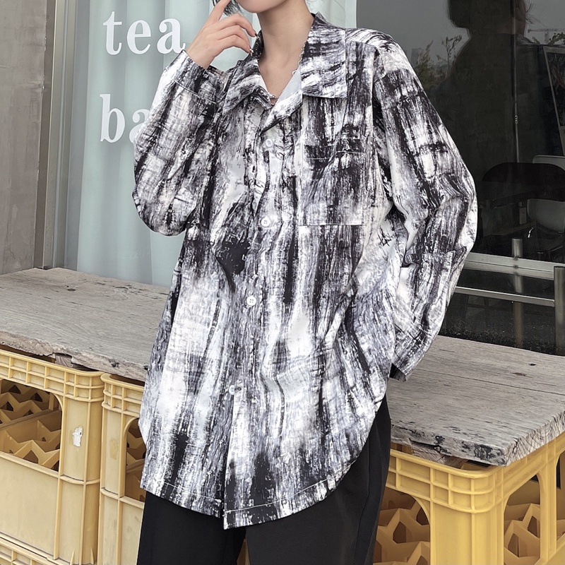 Áo sơ mi SUXI tay dài dáng rộng màu nhuộm thiết kế thời trang mùa thu theo phong cách Hàn Quốc cho nữ