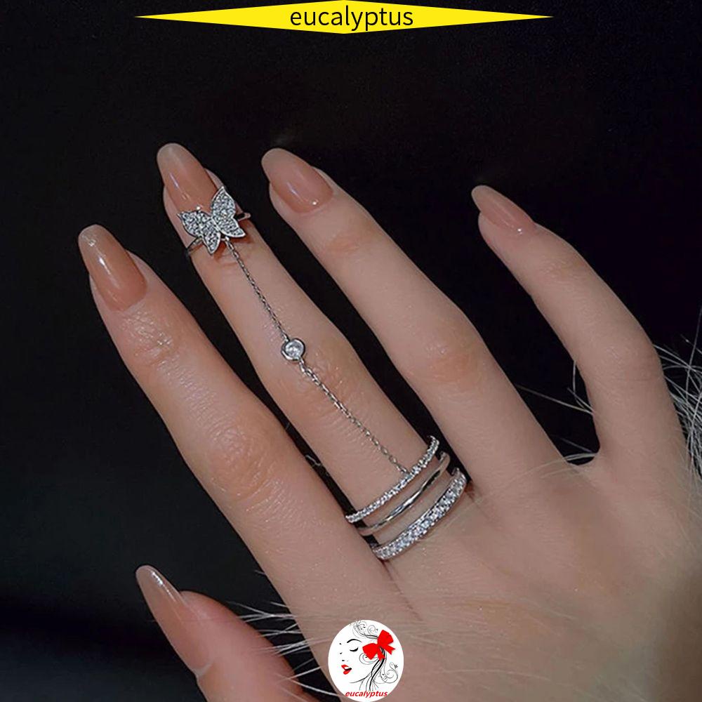 Nhẫn Hình Bướm Nhiều Màu Sắc Phong Cách Gothic Punk Thời Trang