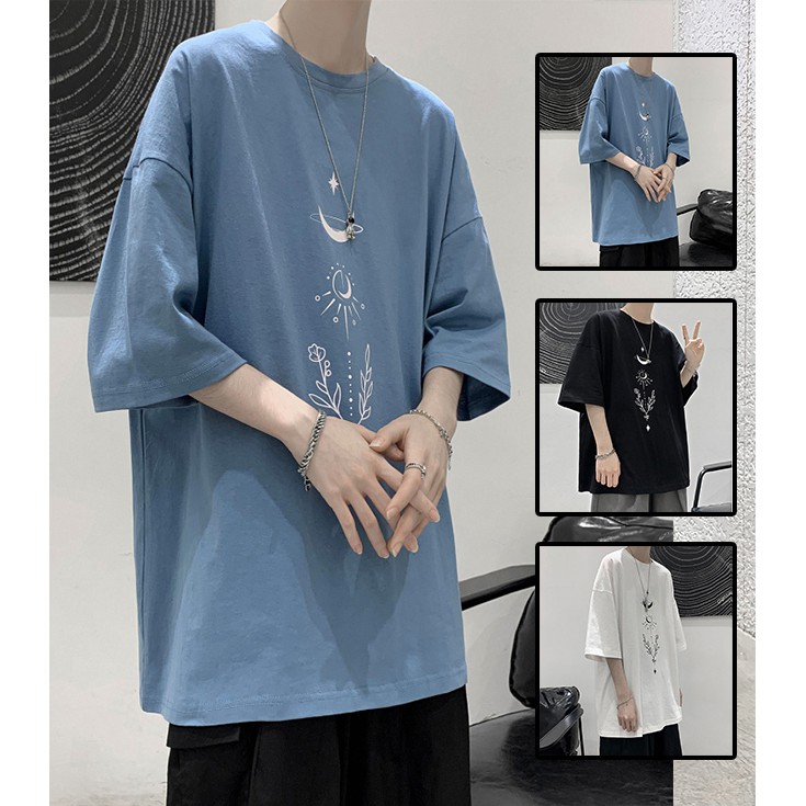 Áo Thun Nam Tay Lỡ Cổ Tròn In Họa Tiết Hoa Lá Mặt Trăng Phong Cách Trẻ Trung Thời Trang Zenkonu TOP NAM 1000144 | BigBuy360 - bigbuy360.vn