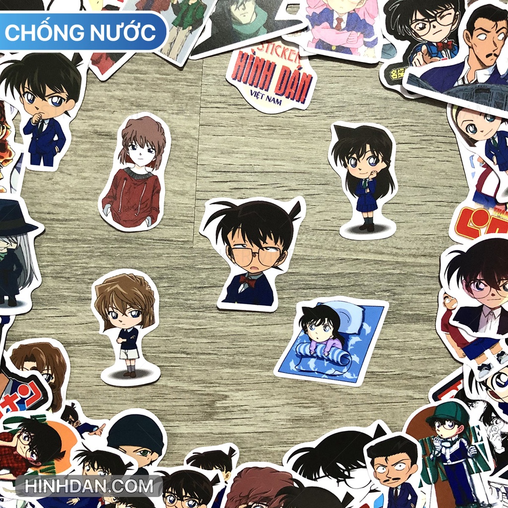 Sticker CONAN thám tử, tem dán chống nước dán trang trí góc học tập, laptop, đàn guitar, nón bảo hiểm