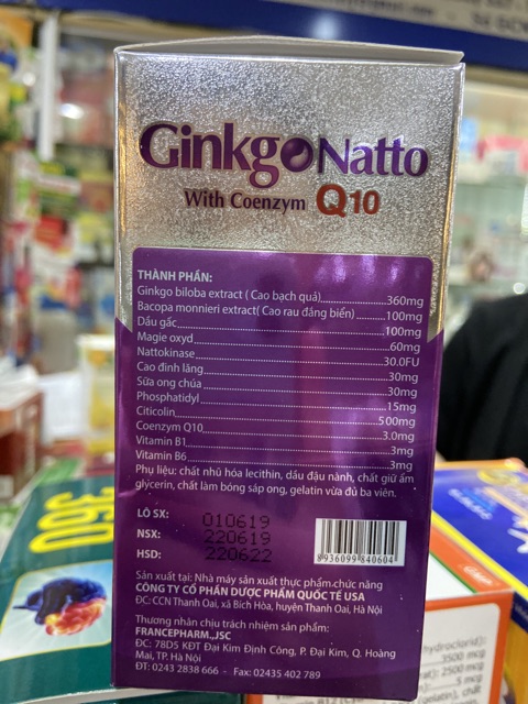 Viên bổ não Ginkgo Natto with coenzym Q10 - SỐ 1 (hộp 100 viên) | BigBuy360 - bigbuy360.vn