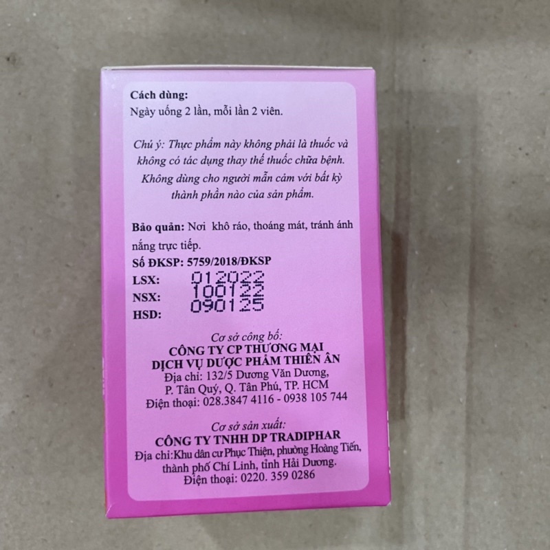 Viên uống điều kinh THIÊN NỮ VƯƠNG dùng cho phụ nữ bị rối loạn kinh nguyệt suy giảm nội tiết tố nữ tăng cường sinh lý nữ
