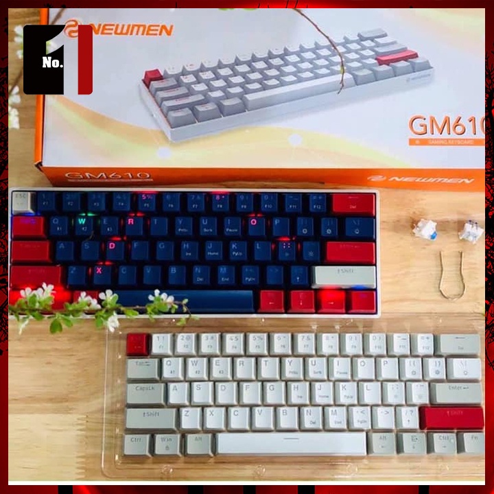 Bàn Phím Cơ Keycap Xuyên Led Gaming Bluetooth Máy Tính Newmen GM610 Màu Trắng Led RGB Bàn Phím Không Dây Laptop Pc