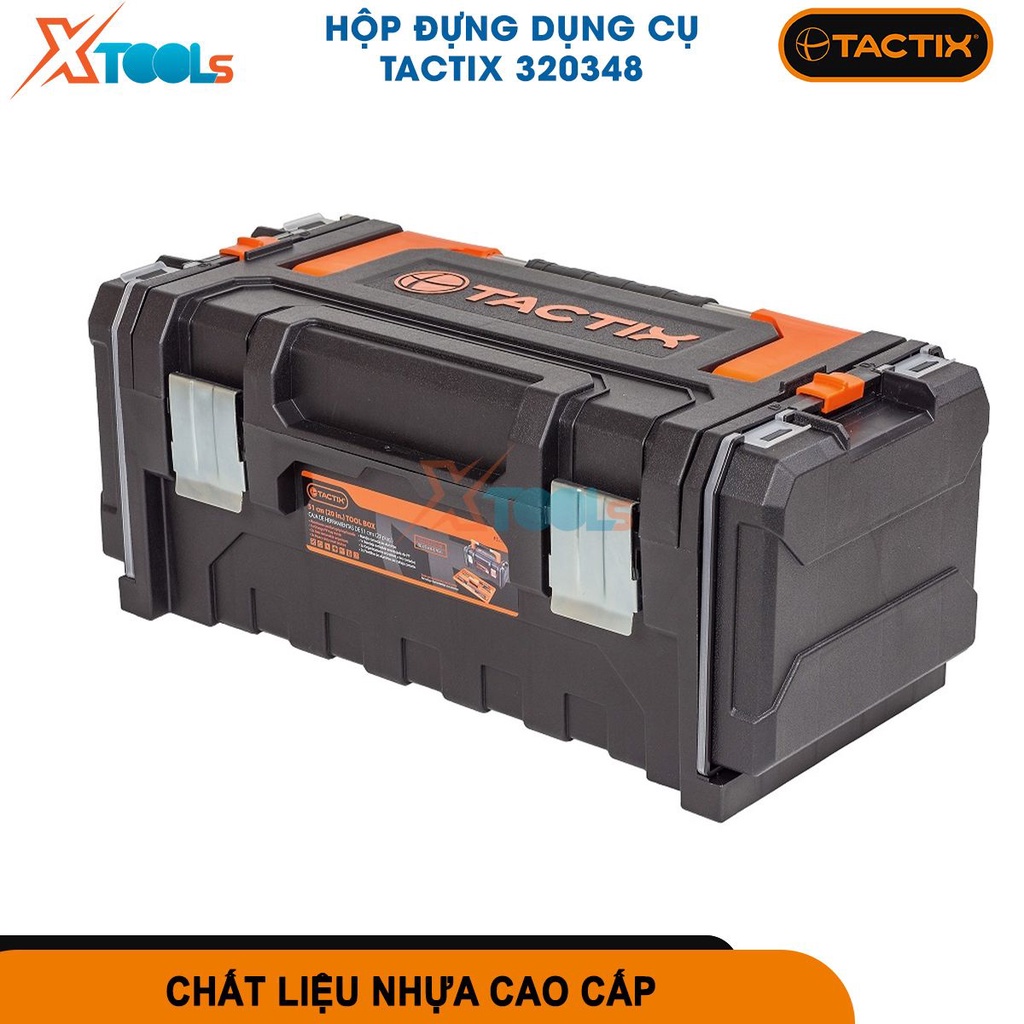 Thùng đựng đồ nghề TACTIX 320348 hộp dụng cụ đa năng kích thước 20'', nhựa PP cao cấp chắc chắn [CHÍNH HÃNG][XTOOLS]