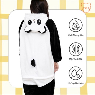 Bộ Đồ Thú Gấu Trúc Trắng Đen - Chất Nhung Mịn LEO SHOP