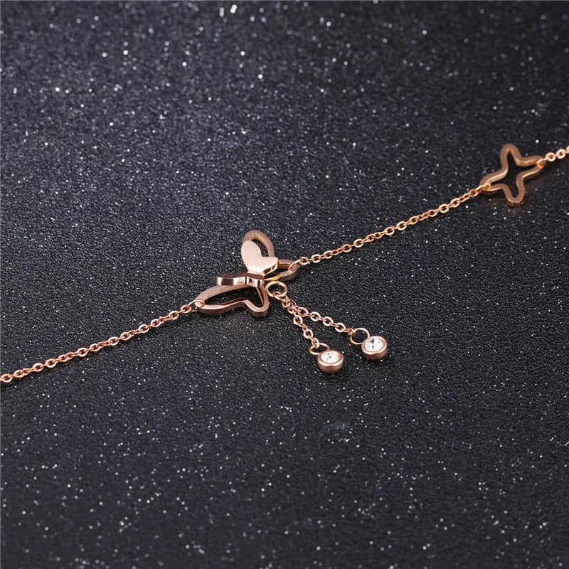 Lăc chân titan, vòng chân thép không gỉ bướm xinh LC57