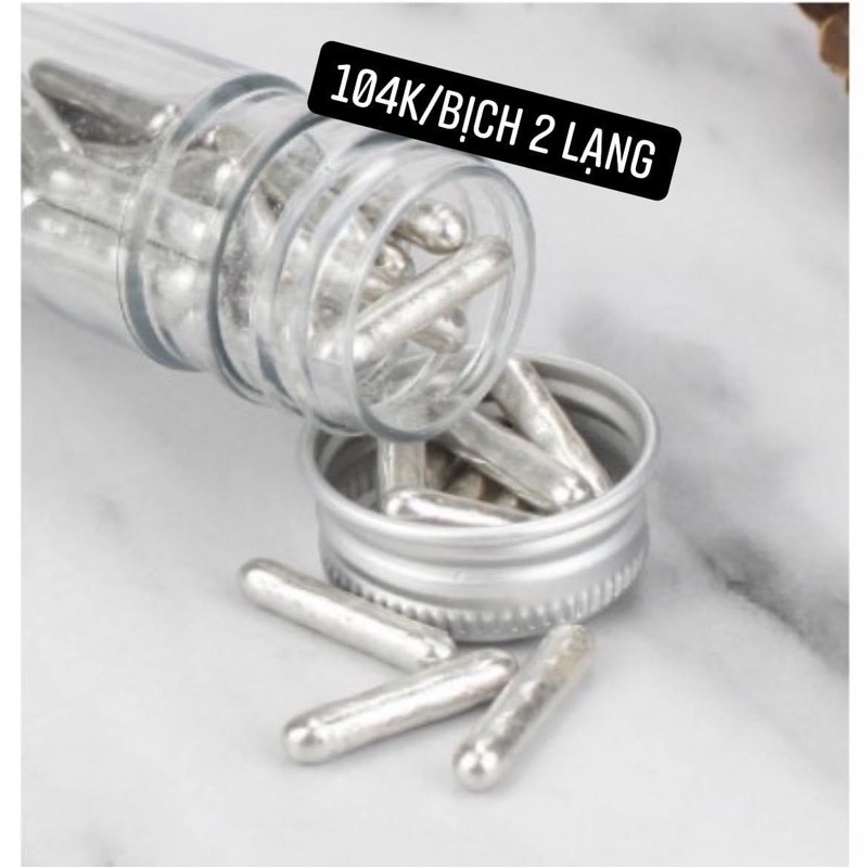 Kẹo bi đường que vàng, bạc phủ bánh ngọt, phủ lên kem, trang trí bánh kem ( bịch 100gr)