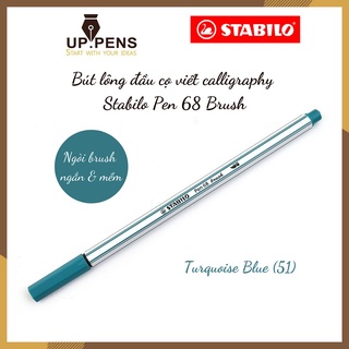 Bút brush viết calligraphy Stabilo Pen 68 Brush – Màu xanh lam (Turquoise Blue)