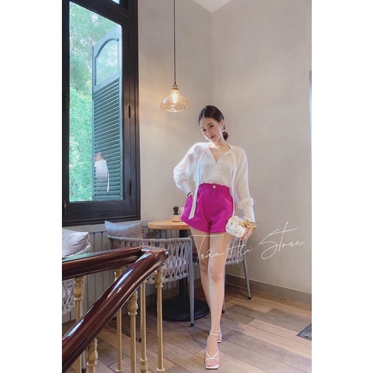 Set Áo Sơmi Nút Bọc Kèm Quần Shorts