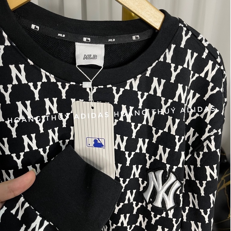 Áo Nỉ Sweatshirt MLB Tay Dài Monogram Overfit unisex Nam nữ-100% Xuất dư
