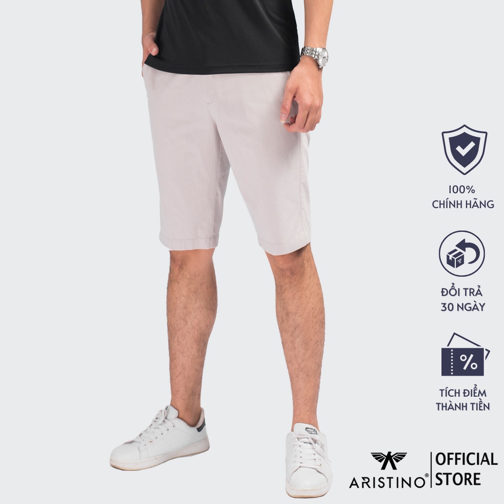 Quần short nam ARISTINO dáng Slim fit ôm vừa vặn, thiết kế trẻ trung, 100% cotton thoáng mát - ASO052S8