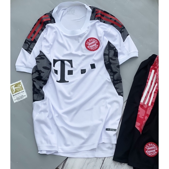 Set bộ quần áo bóng đá vải gai thái câu lạc bộ bayern áo trắng quần đen 2021 2022