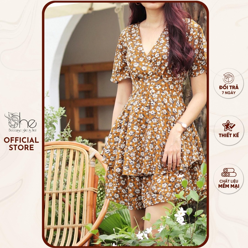 Jumpsuit nữ thiết kế dáng xoè She, jump hoa nhí đi biển thời trang SJX02
