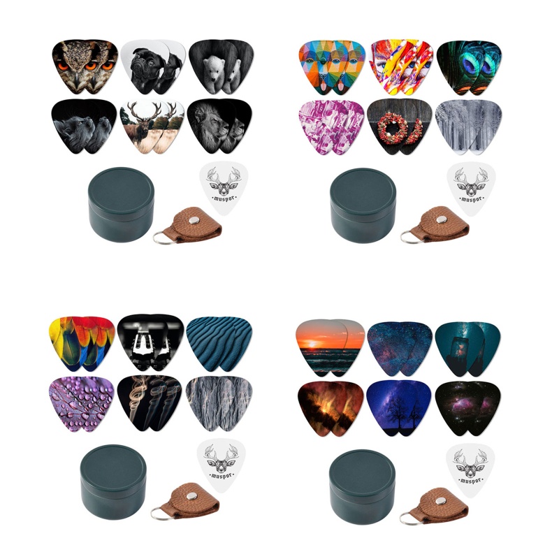 Hộp Thiếc Đựng Miếng Gảy Đàn Guitar 1 18X1 02 Cỡ Vừa Kèm Giá Đỡ Bằng Da