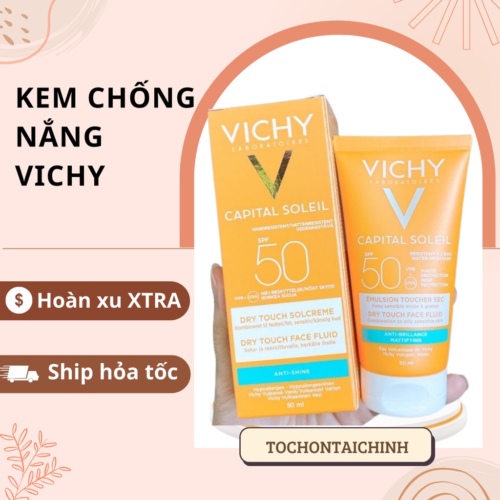 Kem chống nắng Vichy Capital Soleil Mattifying Dry Touch Face Fluid 50ml SPF 50 UVA +UVB