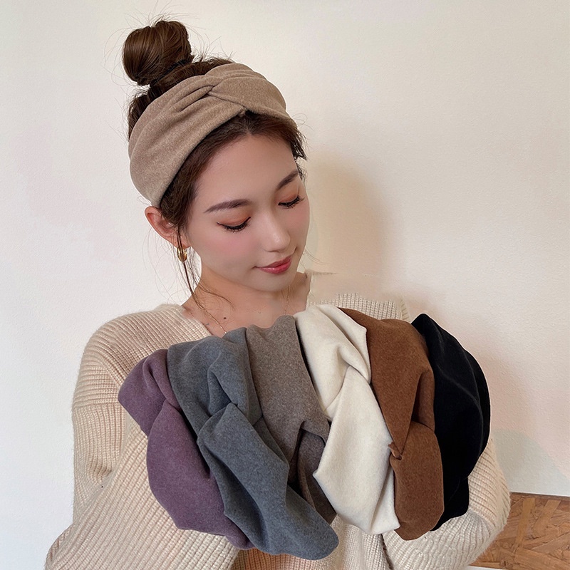 Băng Đô Dệt Kim Màu Trơn Mềm Mại Phong Cách Vintage Thời Trang Cho Nữ