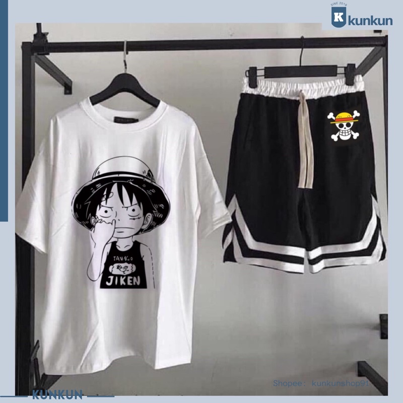 Đồ Bộ One Piece, Set Áo Quần One Piece Mũ Rơm Luffy