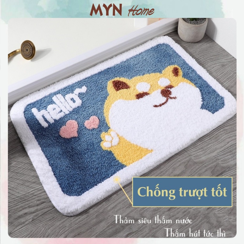 Thảm chùi chân lông cừu hình thú 3D Chống trượt mềm mại siêu thấm 40x60