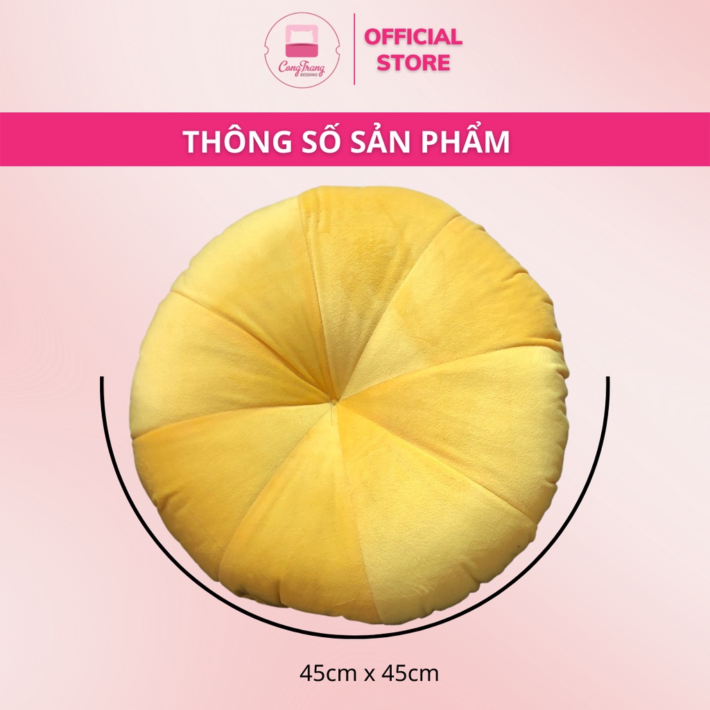 Đệm Ngồi Bệt HOMIES Bí Ngô Hình Tròn Kiểu Dáng Sang Trọng, Bông Trắng Cực Êm ( 45cm x 45cm)