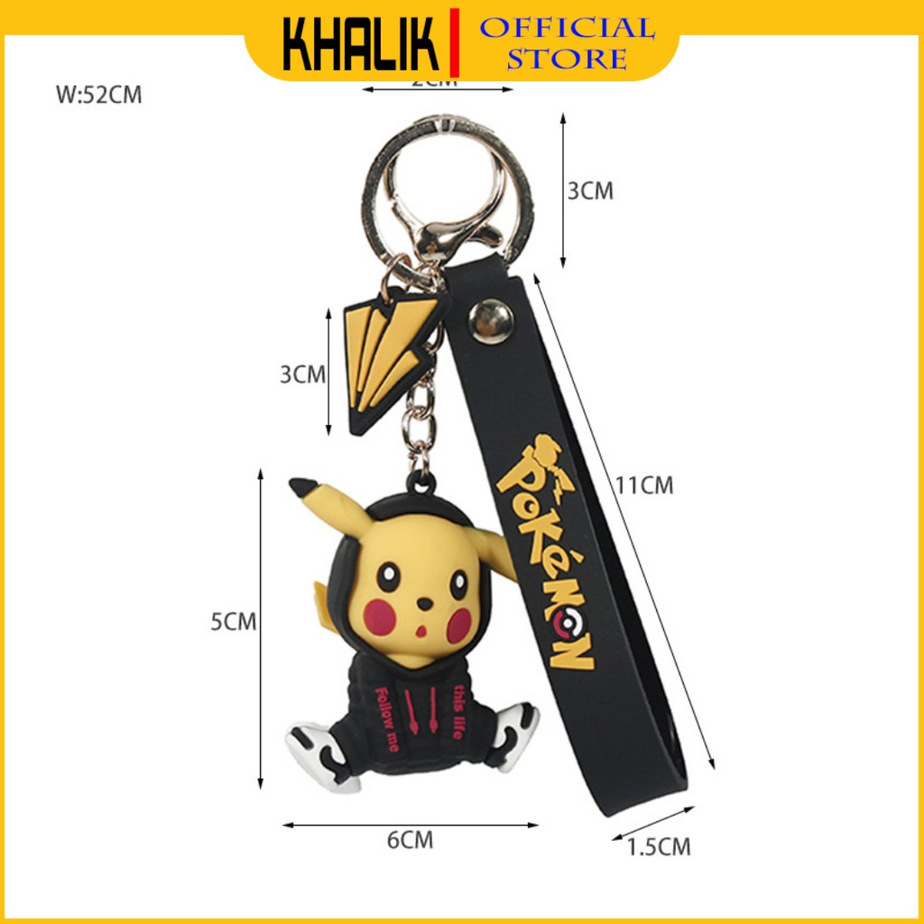 [FREE SHIP] Móc khóa xe, treo cặp đi học KHALIK MK01828  - hình Pikachu Pokemon (Loại 3 lựa chọn)