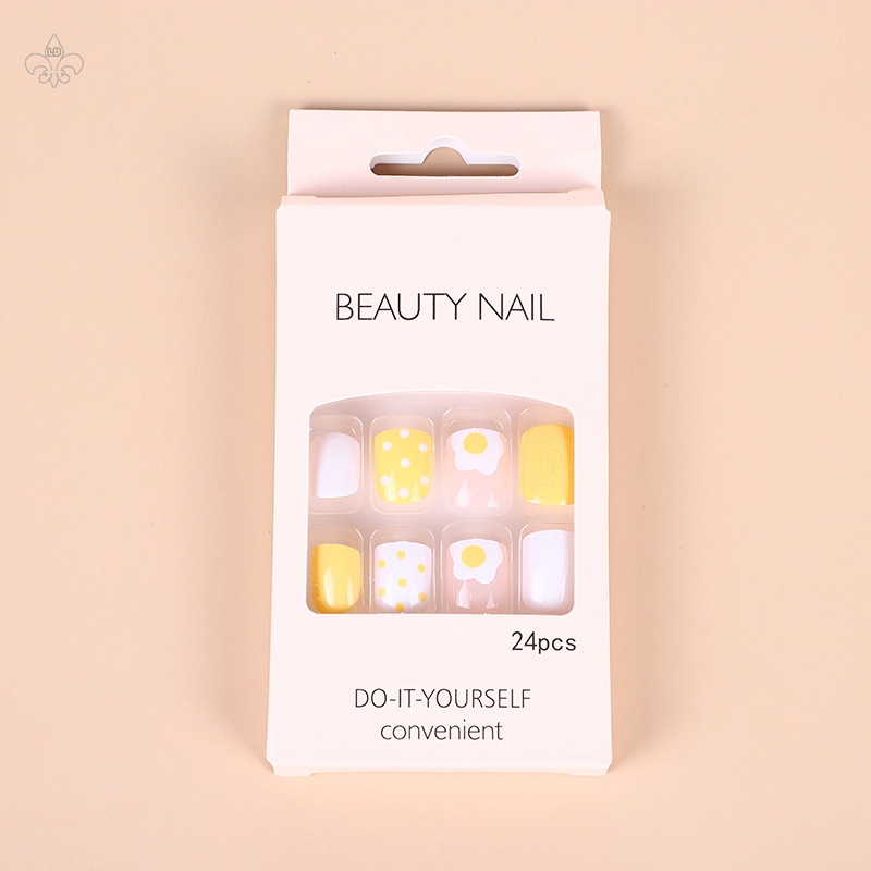 Set 24 Móng Tay Giả Màu Nâu Dễ Thương Cho Nữ