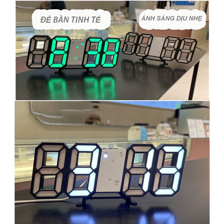 Đồng hồ LED treo tường để bàn nhỏ gọn, hiển thị ngày tháng nhiệt độ, tự động điều chỉnh độ sáng - DHL02