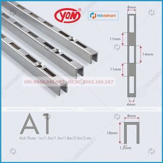 10 Thanh ray gắn tường A1, thanh ray inox treo quần áo shop thời trang, phụ kiện