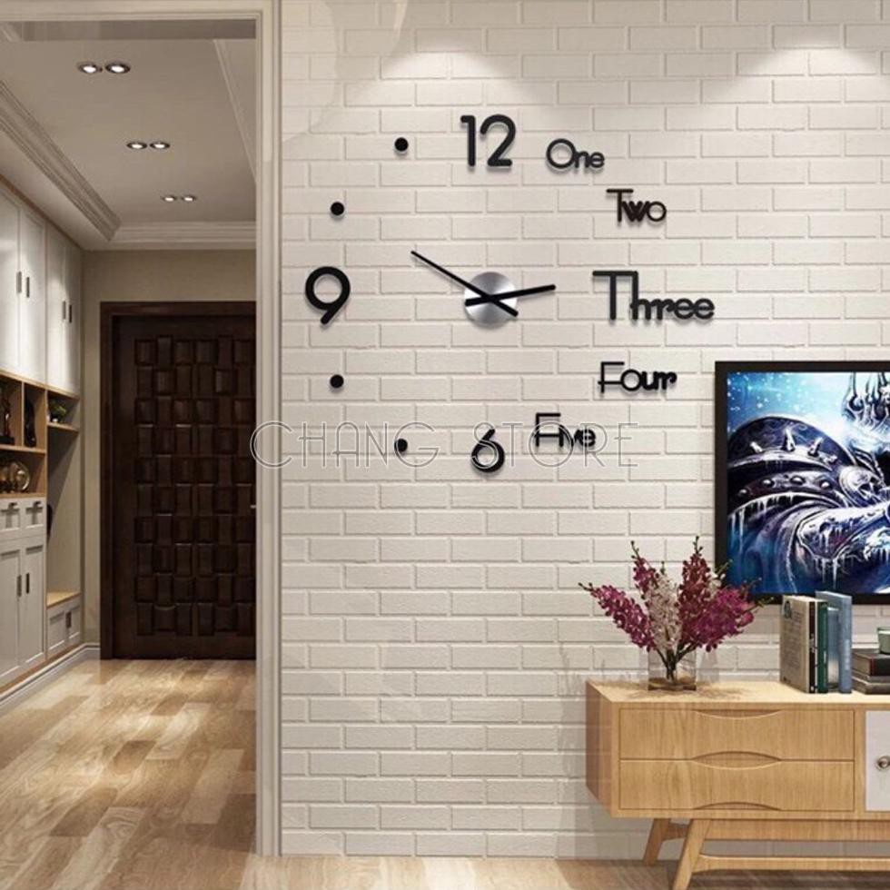 Đồng Hồ Dán Tường 3D Trang Trí, Đồng Hồ Decor Lắp Đặt Dễ Dàng Tiện Dụng