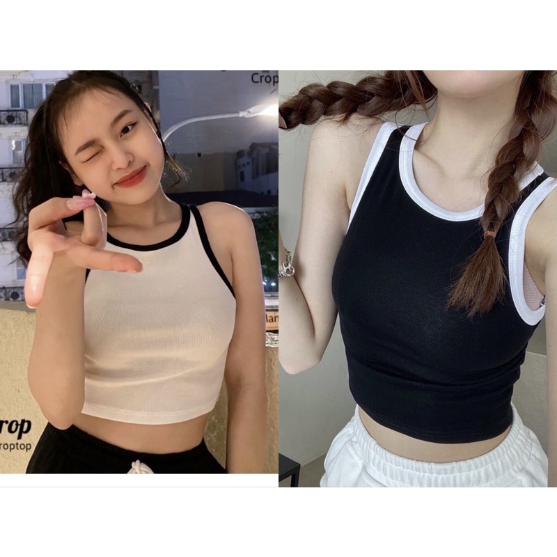 Áo ba lỗ viền đen trắng ,chất thun gân dày dặn co giãn thoải mái -A18