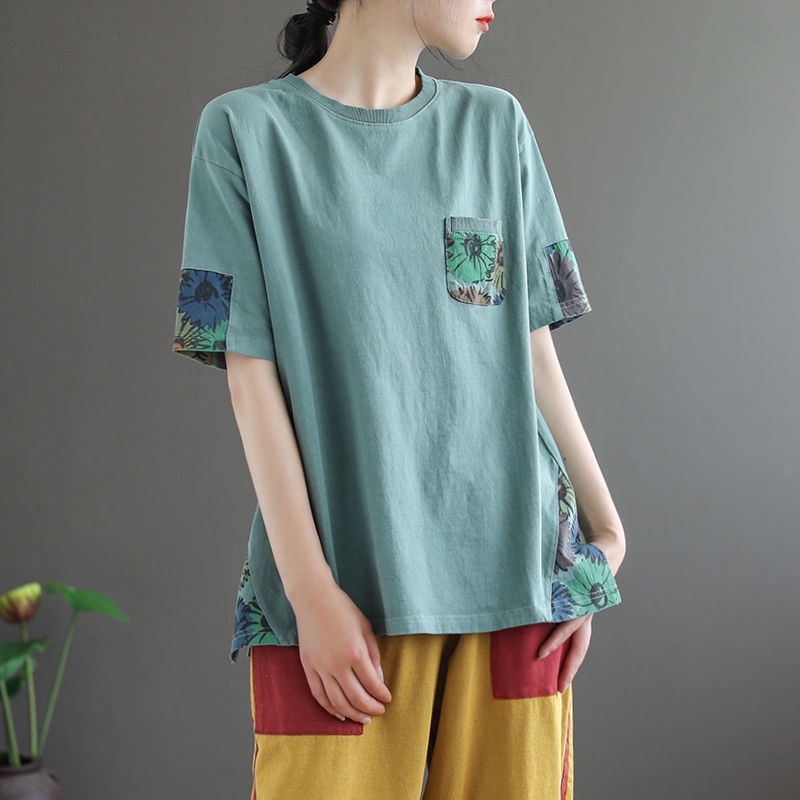 Áo Thun 100% Cotton Tay Ngắn Cổ Tròn Dáng Rộng Thiết Kế Mới Thời Trang Mùa Xuân Dành Cho Nữ