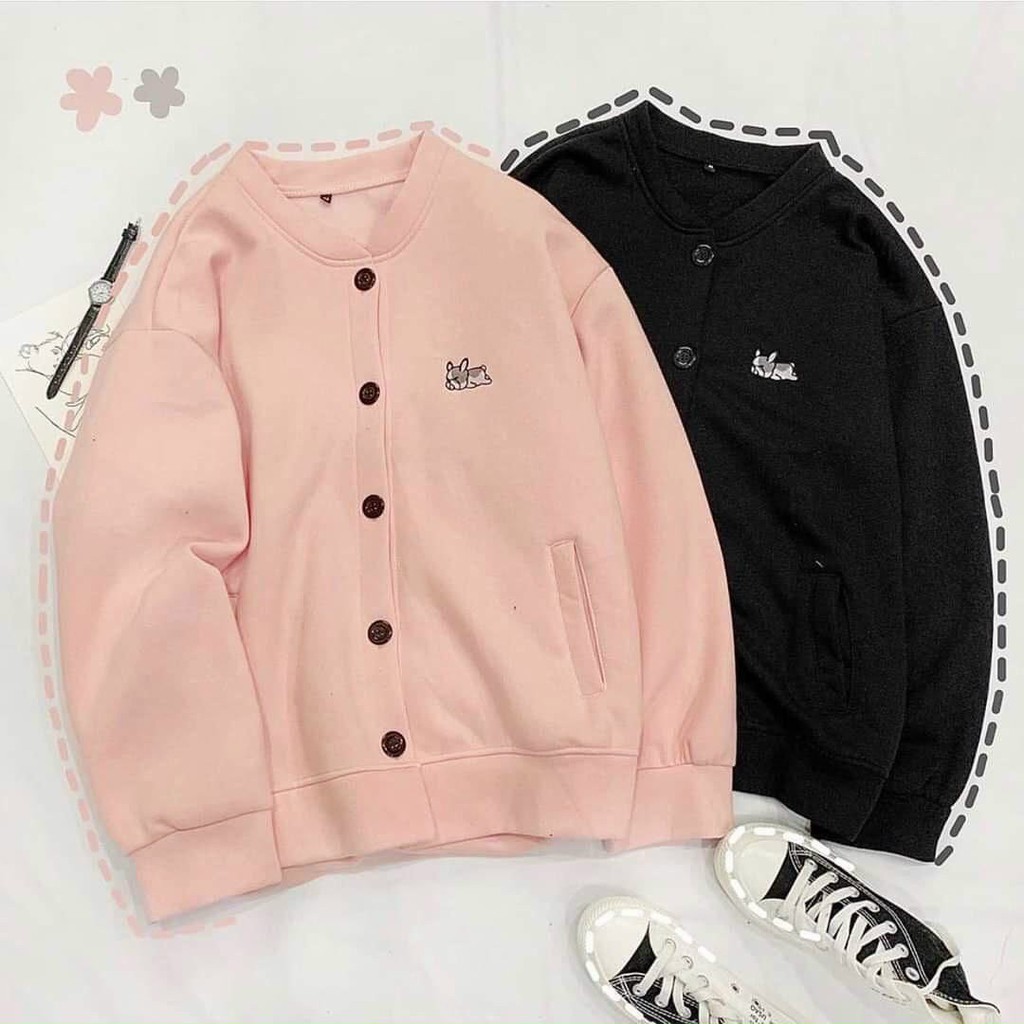 ÁO KHOÁC NỈ NAM NỮ CARDIGAN THÊU CÚN CON CỰC ĐẸP BẮT MẮT, CO DÃN THOẢI MÁI CÁ TÍNH, TUỔI TEEN - BASIL FASHION