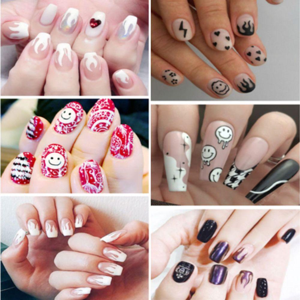 Miếng Dán Móng Tay Tự Dính Họa Tiết Mặt Cười Nhiều Màu Sắc Thời Trang Phong Cách Nhật Bản