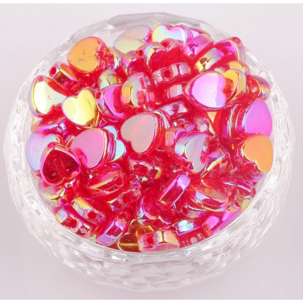 Gói 200 hạt acrylic hình trái tim màu AB dùng làm phụ kiện trang sức/ vòng tay/ may vá DIY 8x4mm