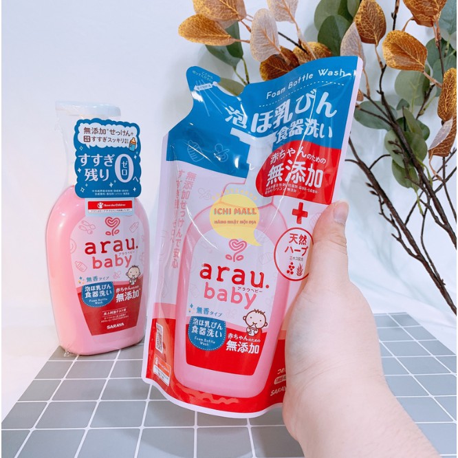 [MẪU MỚI] NƯỚC RỬA BÌNH SỮA ARAU DẠNG CHAI (500ML) hoặc TÚI (450ML)