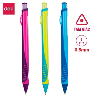 Bút Chì Kim Bấm 0.5mm DELI Thân Tam Giác, Định Vị Tay Cầm