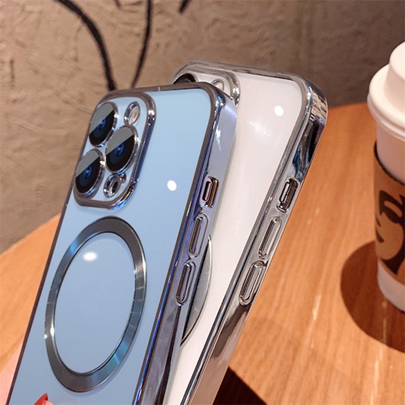 Ốp Điện Thoại Silicon Mềm Trong Suốt Mạ Viền Sang Trọng Dành Cho iPhone 14 13 12 Pro Max 14 Plus