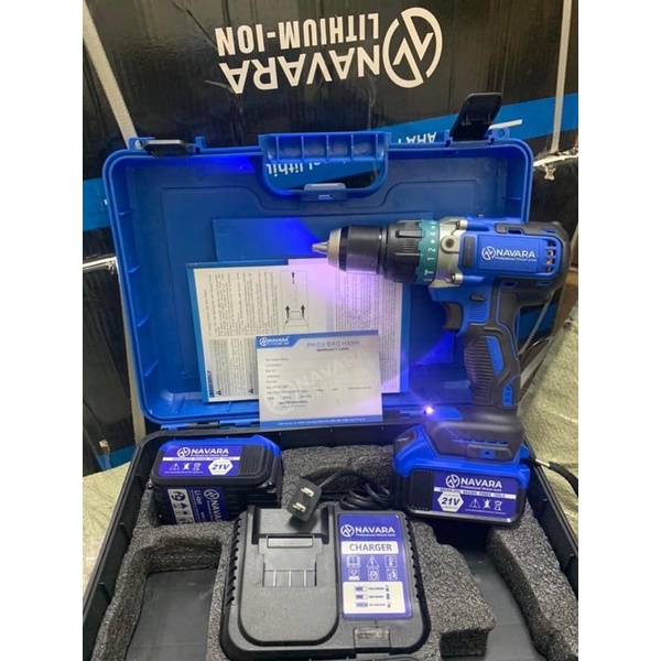 Máy Khoan Pin Navara 7003 M21 , Máy khoan 13 Ly động cơ không than, có đèn báo pin