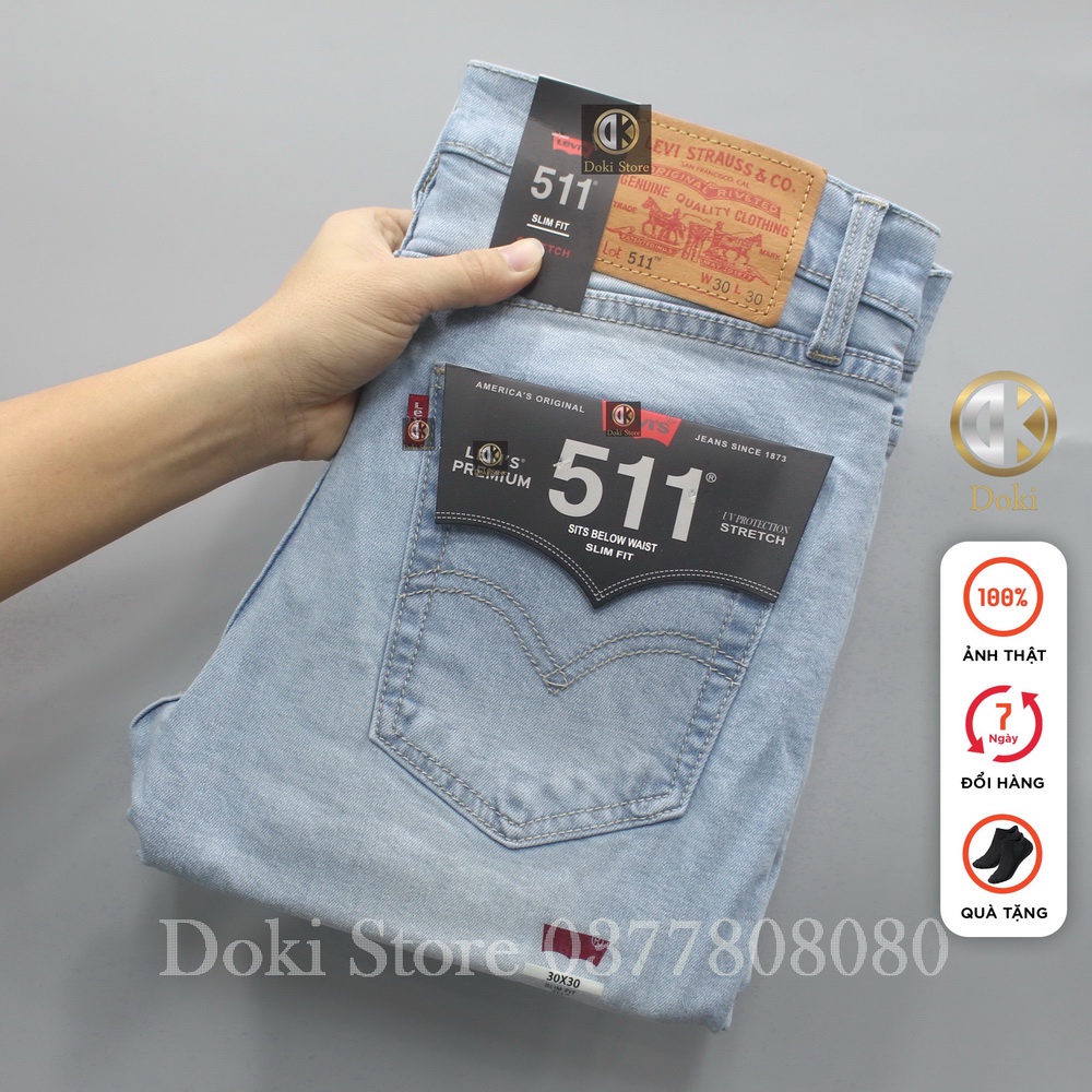 Quần Jean Nam Cao Cấp Xanh Denim, Quần bò nam dáng ôm vừa vải co giãn DOKI XN-01