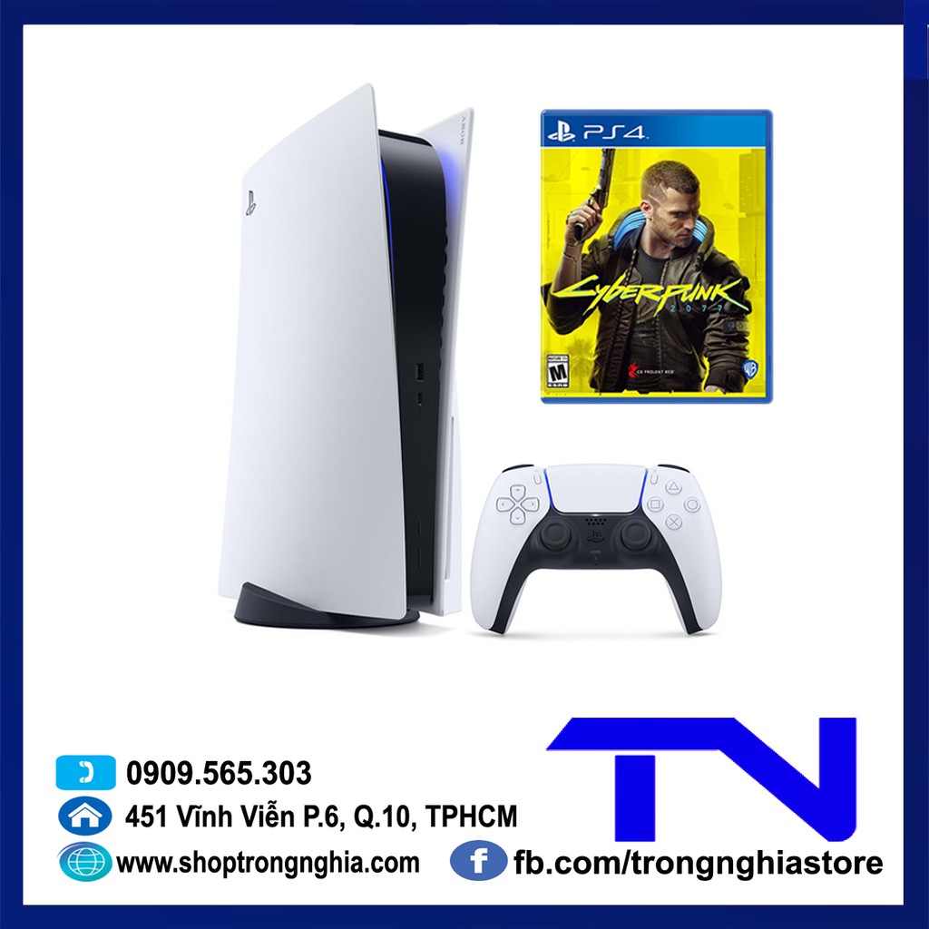 Máy PS5 Sony PlayStation 5 Standard Edition CHÍNH HÃNG Sony Việt Nam + Đĩa game PS4 Cyberpunk 2077 - Bảo hành 12 tháng
