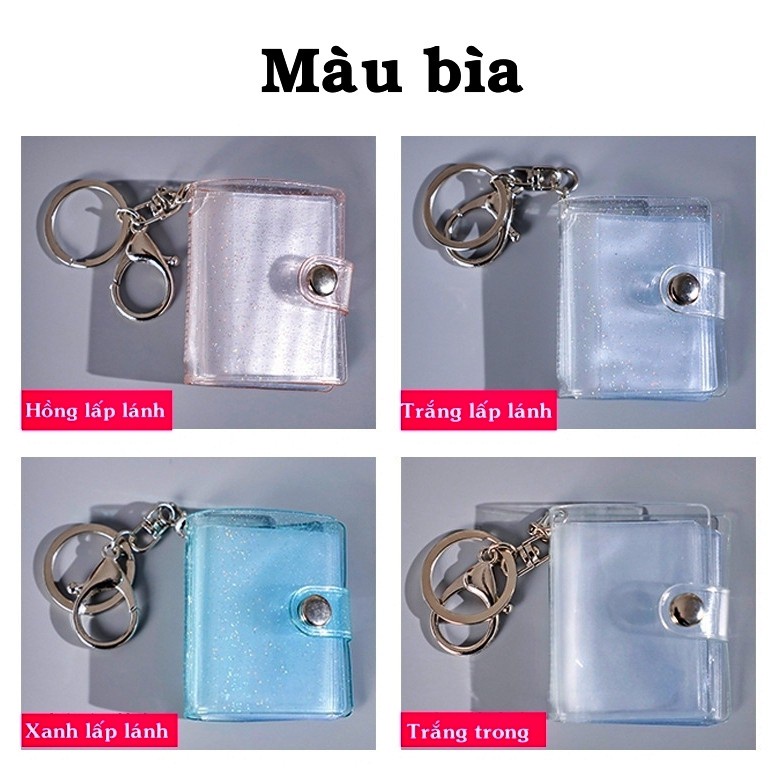 Cuốn album ảnh mini trong suốt có 16 ngăn trang trí kiểu móc khóa cao cấp loại tùy chọn 1 inch/ 2 inch