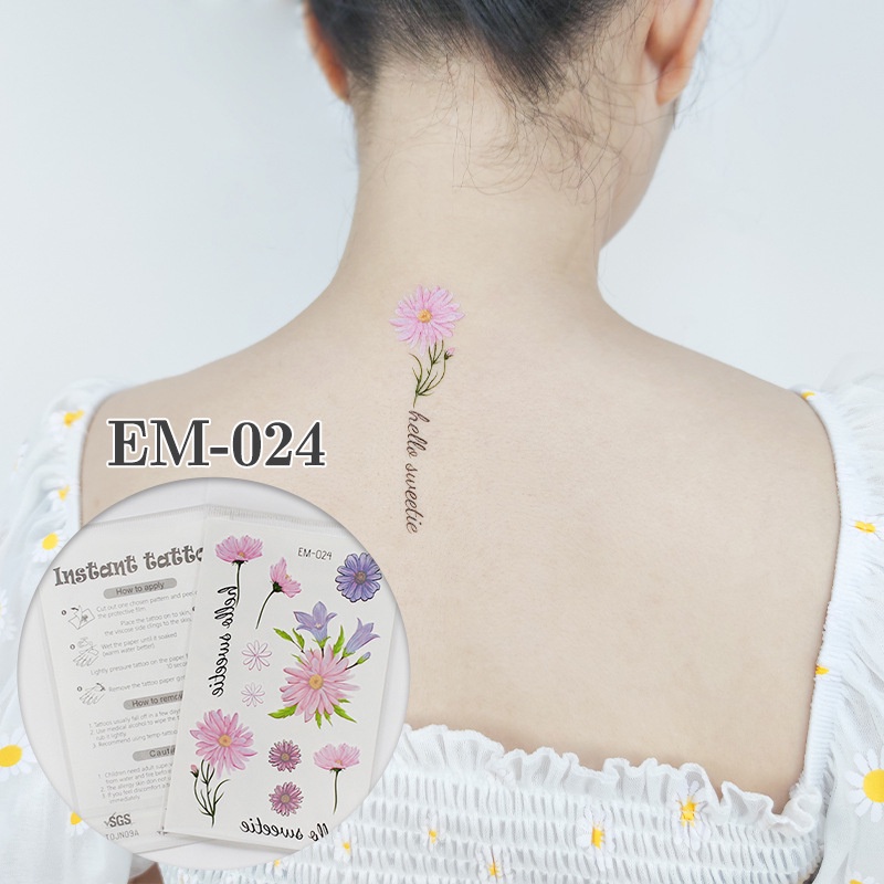 Hình Xăm Dán Tạm Thời Chống Nước Lâu Trôi Hình Hoa Cúc Nhỏ