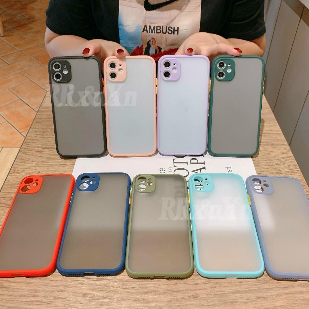 Ốp điện thoại nhám viền màu cho Oppo Reno 5 Reno 4 Reno 3 Pro Reno 2 Reno 2f Oppo A15 A53 A1K A91 A52 A92