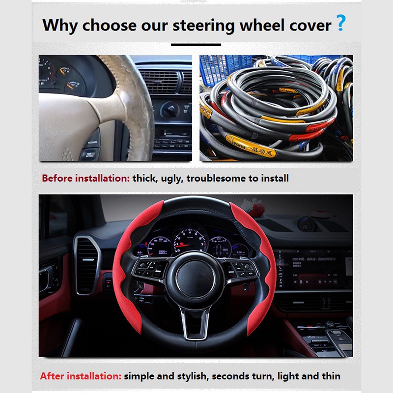 Bộ 2 Vỏ Bọc Vô Lăng Xe Hơi Benz Jeep Dodge Etc Bằng Da Lộn Chống Trượt