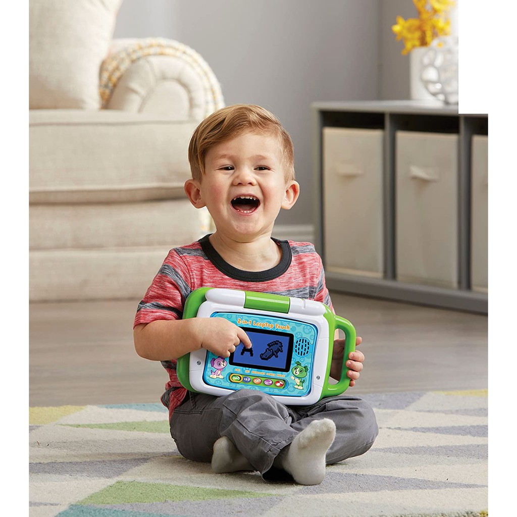 Đồ chơi laptop Leapfrog và iPad thông minh Leap frog 2 in 1 laptop màu xanh và hồng.