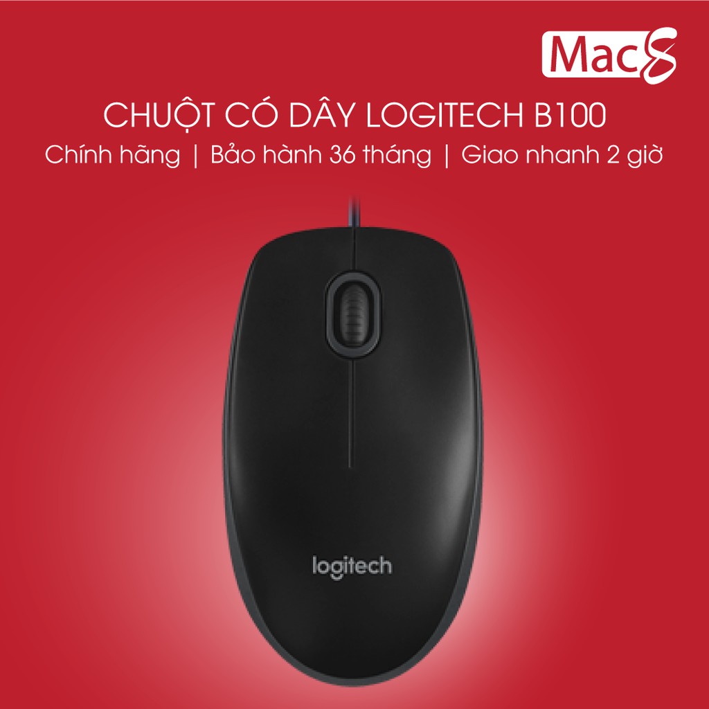 [Bảo hành 3 năm] - Chuột máy tính có dây Logitech B100 (Đen)