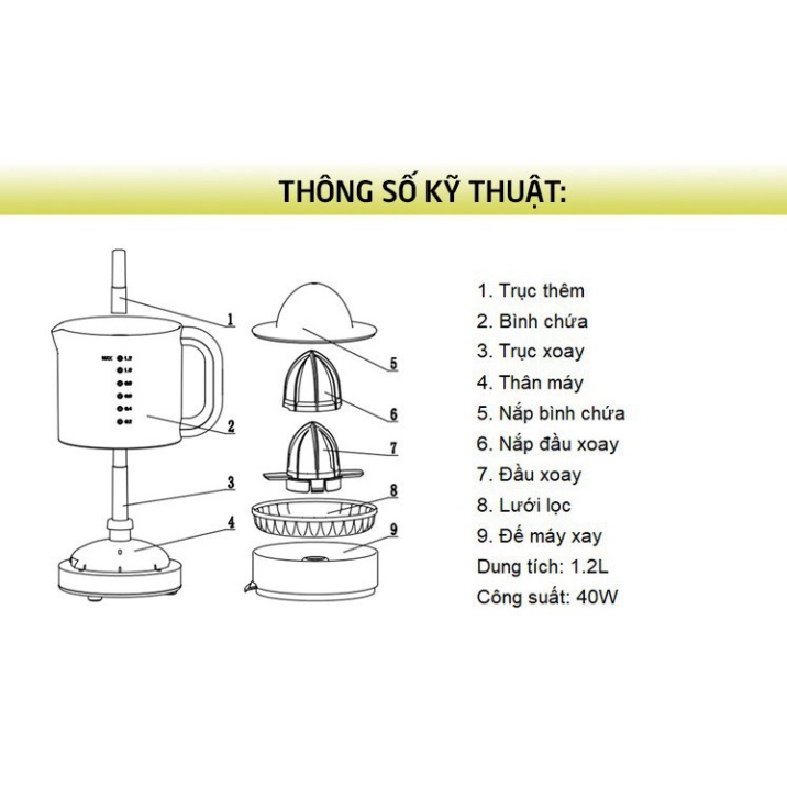 Máy vắt cam Lock&amp;Lock EJJ231 700ml - Nhựa abs cao cấp, vệ sinh dễ dàng, cắm điện trực tiếp - BH 12 THÁNG